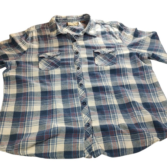 Plaid Button Down Shirt - Blue and White - Picture 8 of 11